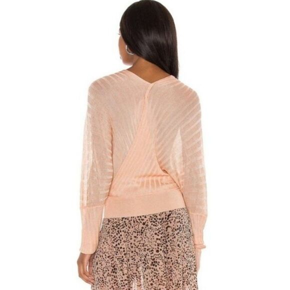 Free People Pluto Wrap Semi-Sheer Long Sleeve Sweater Top in Rose Wine XS - Picture 3 of 11